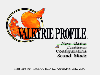 Valkyrie Profile title screen for Playstation